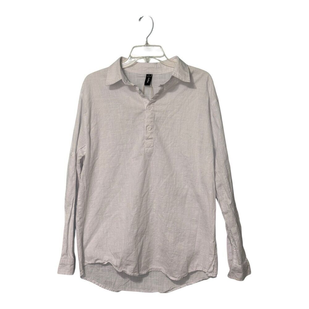 OUKU 100% linen shirt/tunic buttons adjustable sleeves XL